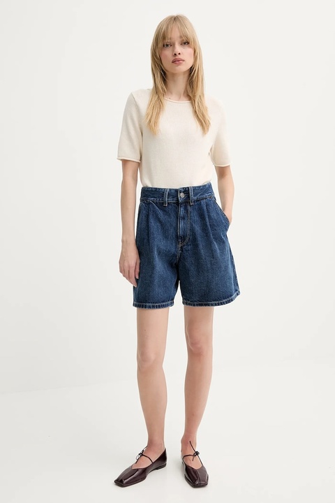 G-Star szorty jeansowe damskie kolor granatowy gładkie high waist D25985-D788 - zdjęcie produktu nr 2