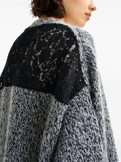 Essentiel Antwerp lace-insert cardigan - Black - zdjęcie produktu nr 2