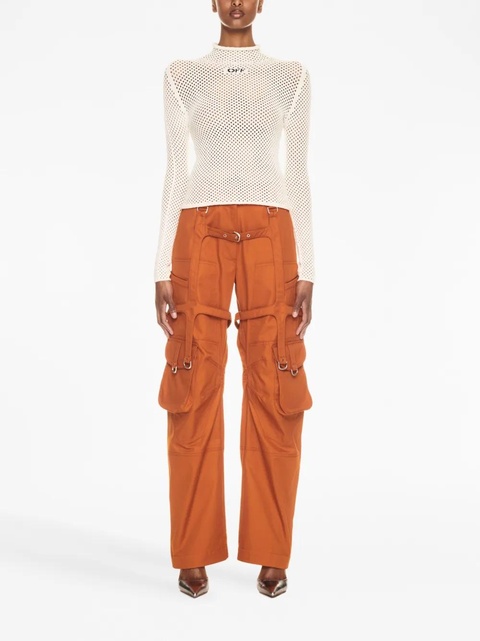 Off-White OFF-logo open-knit top - Neutrals - zdjęcie produktu nr 2
