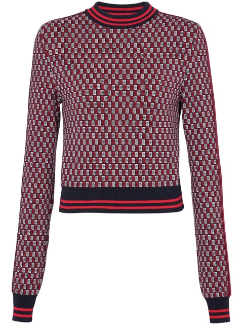 Balmain monogram check-pattern jumper - Red - zdjęcie produktu nr 1