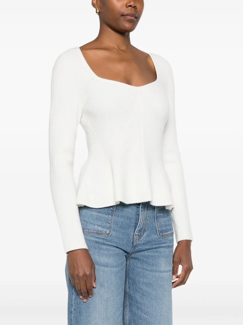 Maje ribbed square-neck top - White - zdjęcie produktu nr 1