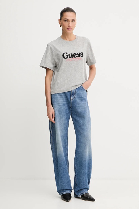 Guess t-shirt bawełniany damski kolor szary W5YI07 I3Z14 - zdjęcie produktu nr 2