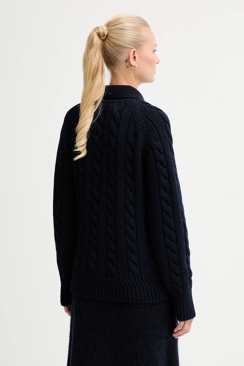 Bally sweter wełniany damski kolor granatowy ciepły WKN0BG - zdjęcie produktu nr 2