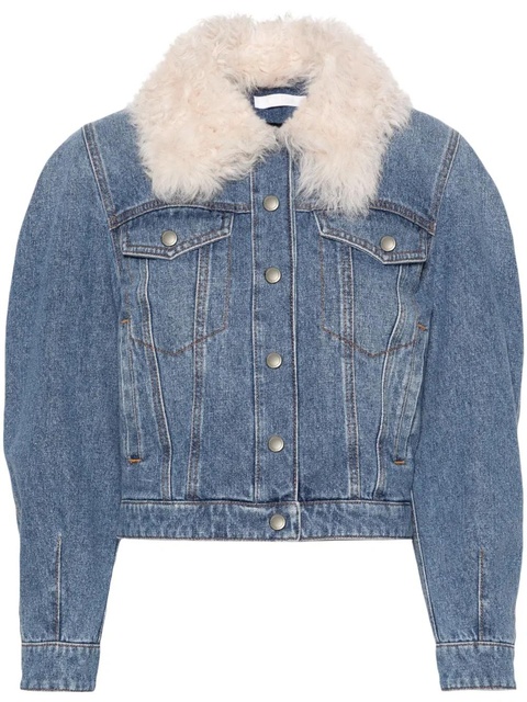 Chloé shearling-collar denim jacket - Blue - zdjęcie produktu nr 1