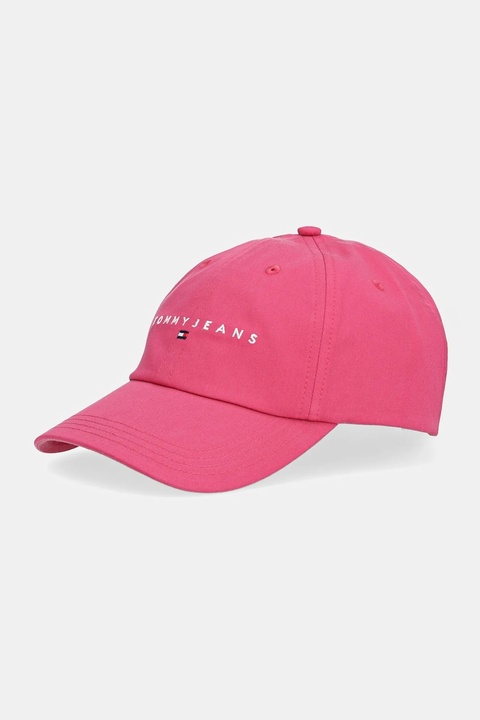 Tommy Jeans czapka z daszkiem bawełniana kolor różowy z aplikacją AW0AW16868 - zdjęcie produktu nr 1