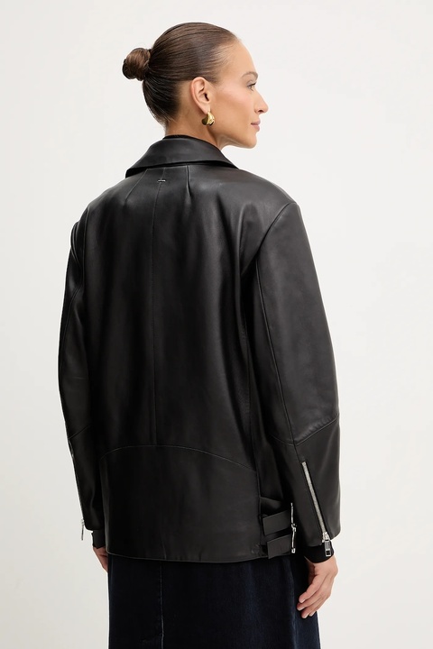 BOSS ramoneska skórzana kolor czarny przejściowa oversize 50547474 - zdjęcie produktu nr 2