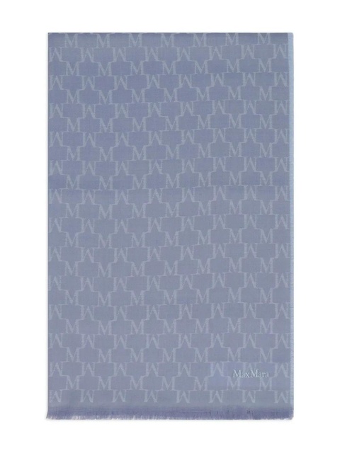 Max Mara monogram-jacquard wool scarf - Blue - zdjęcie produktu nr 1