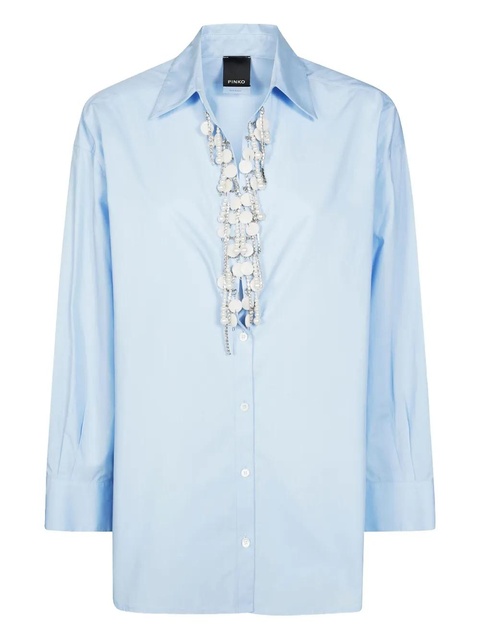 PINKO embellished-collar long-sleeve shirt - Blue - zdjęcie produktu nr 1
