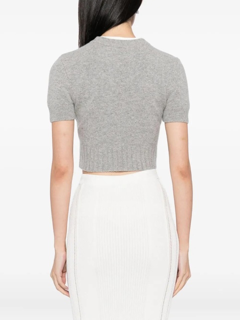 Self-Portrait ribbed knit top - Grey - zdjęcie produktu nr 2
