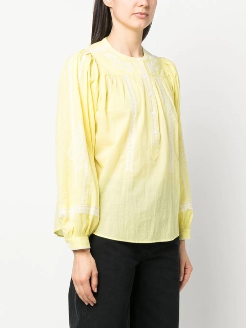 Zadig&Voltaire embroidered-detail peasant blouse - Yellow - zdjęcie produktu nr 2