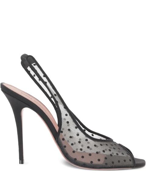 Amina Muaddi 105mm Kristina polka-dot slingback pumps - Black - zdjęcie produktu nr 1
