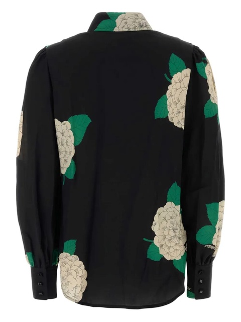 Valentino Garavani printed bow silk shirt - Black - zdjęcie produktu nr 2