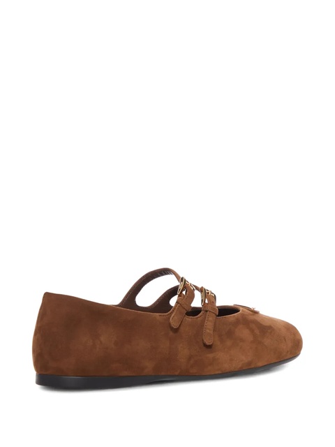 Prada double-buckle suede ballet flats - Brown - zdjęcie produktu nr 2