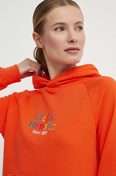Helly Hansen bluza damska kolor pomarańczowy z kapturem z aplikacją 54239 - zdjęcie produktu nr 1