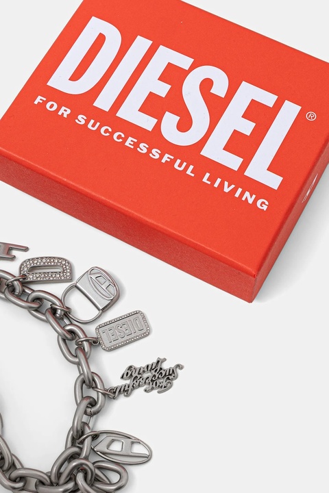 Diesel pasek DIESEL LOGO B- MULTICHARM CHAI damski kolor szary X10248.PR581 - zdjęcie produktu nr 2