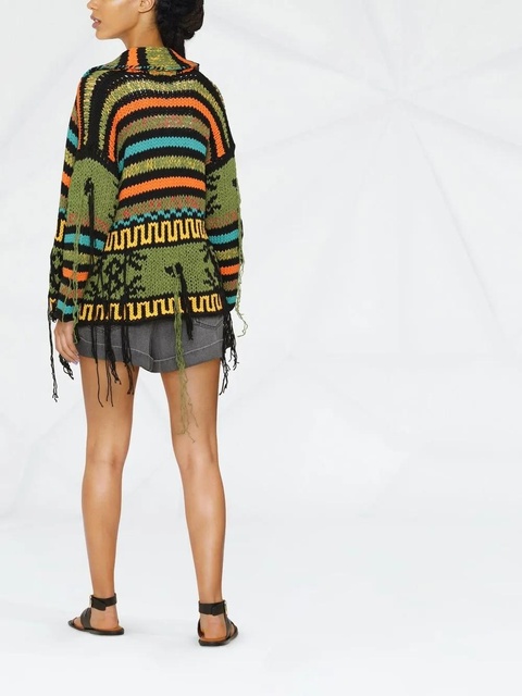 Alanui stripe-knit cardigan - Green - zdjęcie produktu nr 2