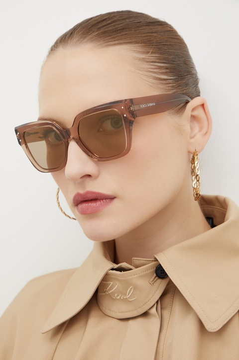 Dolce & Gabbana okulary przeciwsłoneczne damskie kolor beżowy - zdjęcie produktu nr 1