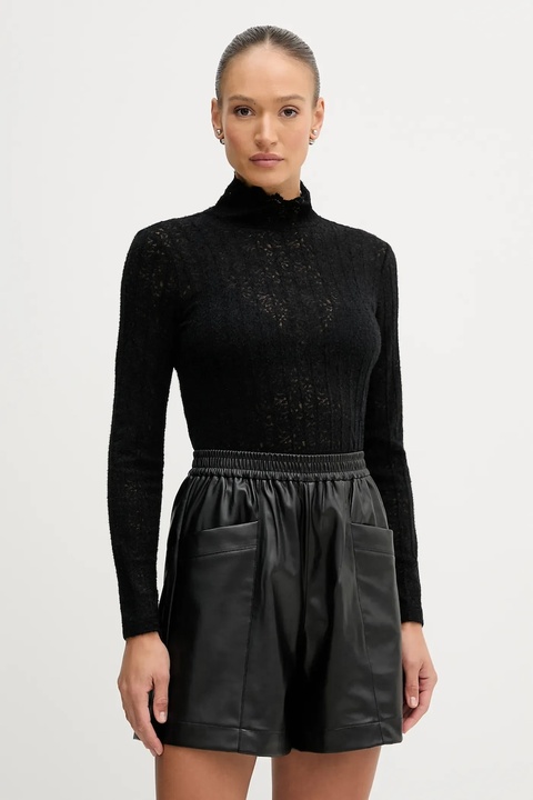 United Colors of Benetton sweter damski kolor czarny lekki z półgolfem 5W77DQ0AT - zdjęcie produktu nr 1