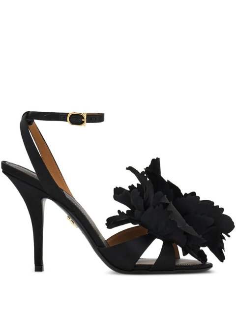 Ferragamo flower-embellished heeled sandals - Black - zdjęcie produktu nr 1