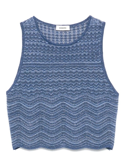 SANDRO glitter-knit top - Blue - zdjęcie produktu nr 1