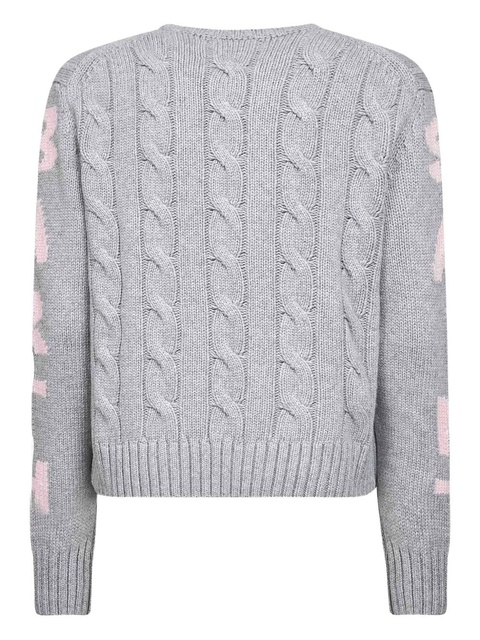 MC2 Saint Barth cable-knit jacquard lettering sweater - Grey - zdjęcie produktu nr 2