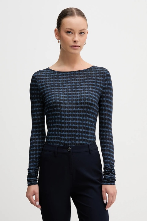 United Colors of Benetton longsleeve z dodatkiem wełny kolor granatowy 328PD109Y - zdjęcie produktu nr 1