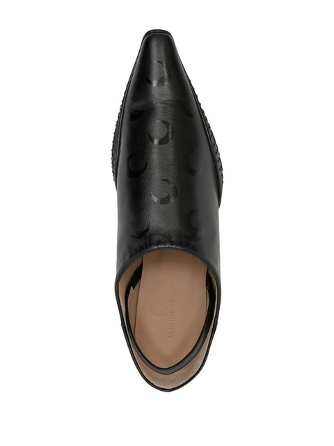 Marine Serre pointed-toe leather mules - Black - zdjęcie produktu nr 2