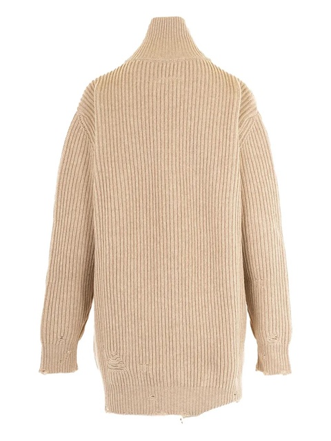 MM6 Maison Margiela zip-up ribbed cardigan - Neutrals - zdjęcie produktu nr 1
