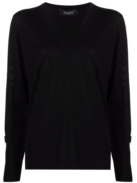 Versace logo-intarsia wool jumper - Black - zdjęcie produktu nr 1