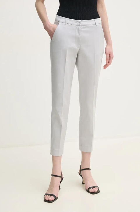Sisley spodnie damskie kolor szary dopasowane medium waist - zdjęcie produktu nr 1