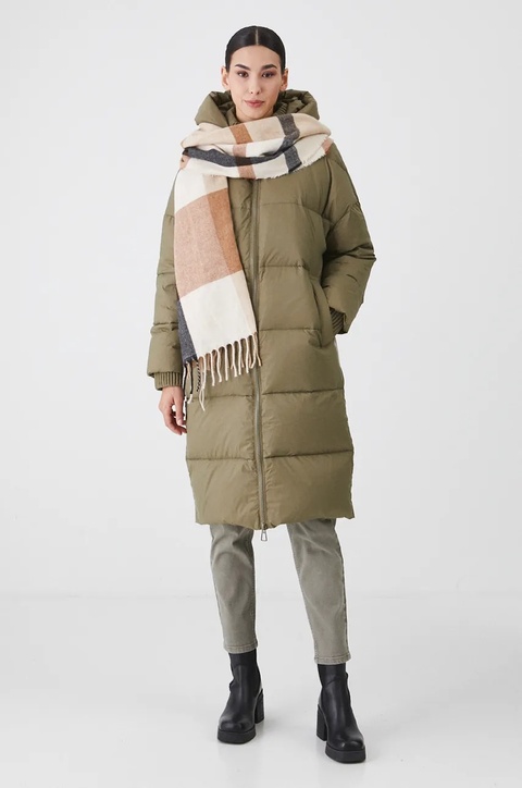 Medicine płaszcz puchowy damski kolor brązowy zimowy oversize - zdjęcie produktu nr 2