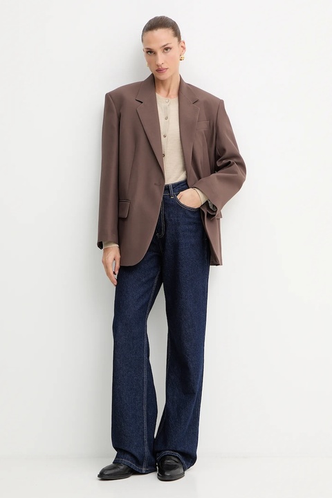 Weekend Max Mara marynarka FLOC kolor brązowy oversize gładka 2525046081600 - zdjęcie produktu nr 2