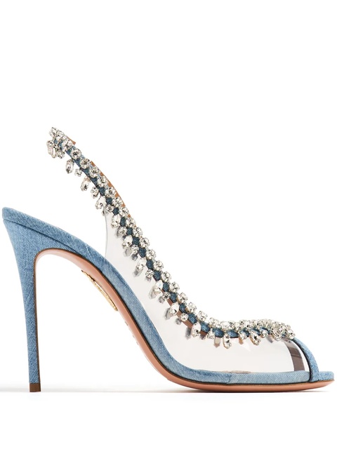 Aquazzura Temptation crystal-embellished pumps - Blue - zdjęcie produktu nr 1