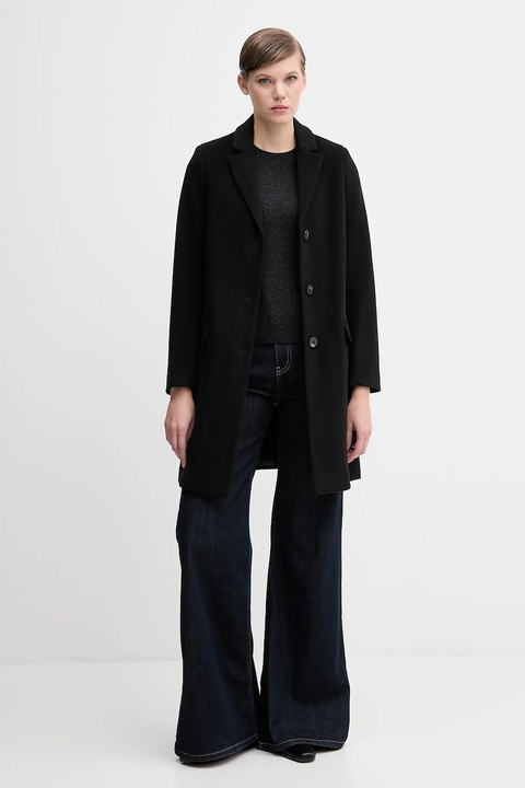 United Colors of Benetton płaszcz z dodatkiem wełny kolor czarny 2V0PDN062 - zdjęcie produktu nr 2