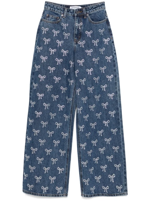 Self-Portrait Rhinestone Bow jeans - Blue - zdjęcie produktu nr 1