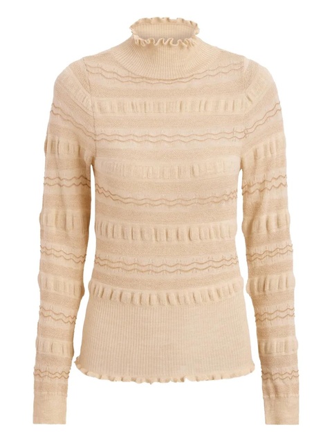 Marie Oliver Adison ruffled high-neck wool jumper - Neutrals - zdjęcie produktu nr 1