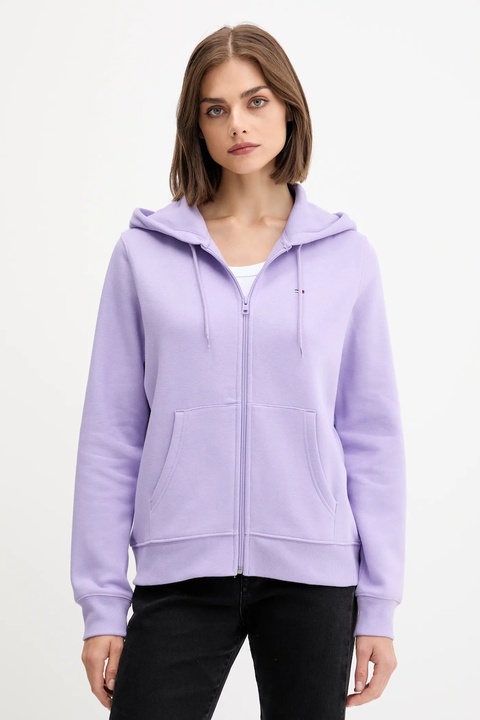 Tommy Jeans bluza damska kolor fioletowy z kapturem gładka DW0DW19729 - zdjęcie produktu nr 1