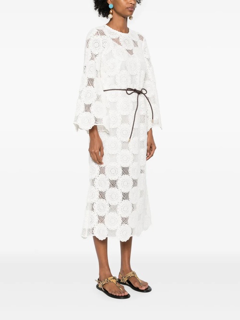 ZIMMERMANN belted crochet midi dress - White - zdjęcie produktu nr 2