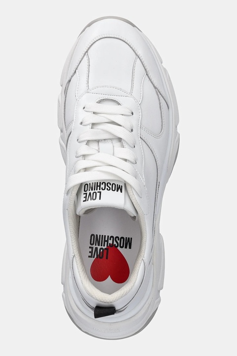 Love Moschino sneakersy skórzane damskie kolor biały JA15246G1NIA0100 - zdjęcie produktu nr 2