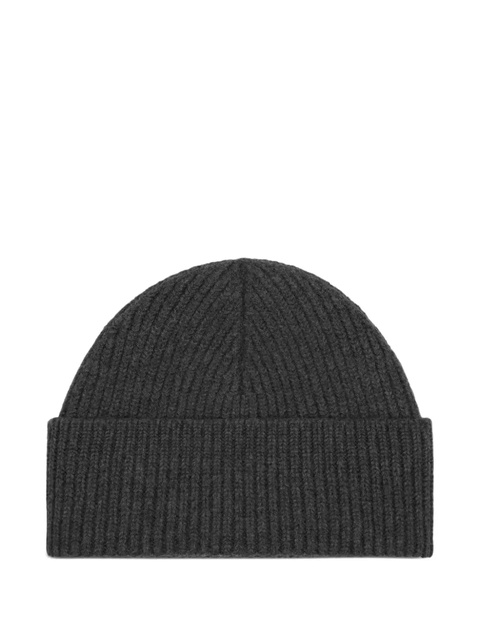 AMI Paris ribbed heart-logo beanie hat - Grey - zdjęcie produktu nr 2