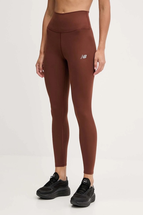 New Balance legginsy treningowe kolor brązowy z nadrukiem WP51112ROK - zdjęcie produktu nr 1