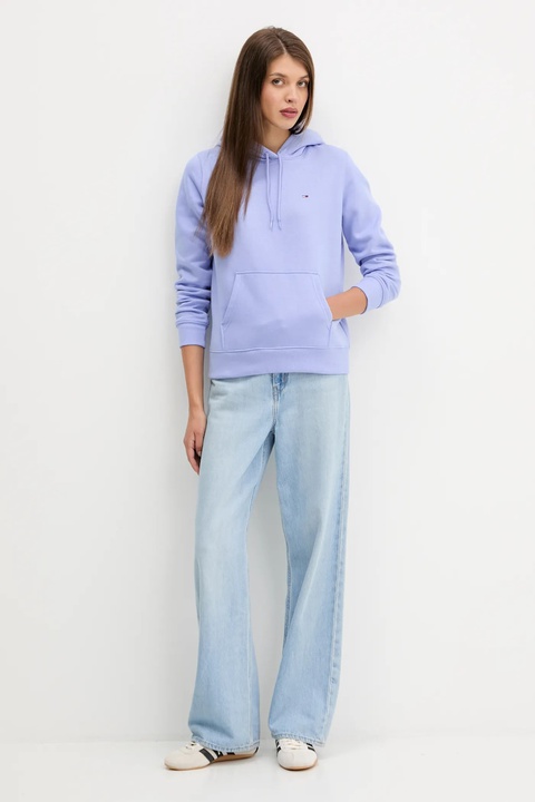 Tommy Jeans bluza damska kolor zielony z kapturem gładka DW0DW19958 - zdjęcie produktu nr 2