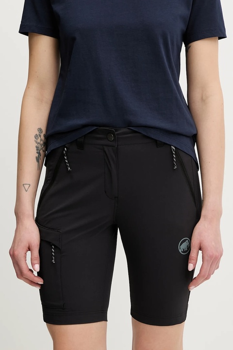 Mammut szorty outdoorowe Runbold IV damskie kolor czarny gładkie high waist 1023-01200 - zdjęcie produktu nr 1