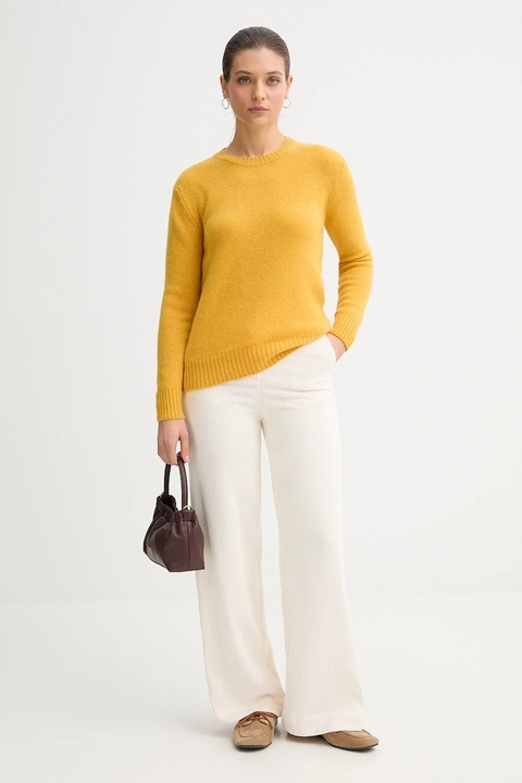 United Colors of Benetton sweter wełniany damski kolor żółty lekki - zdjęcie produktu nr 1