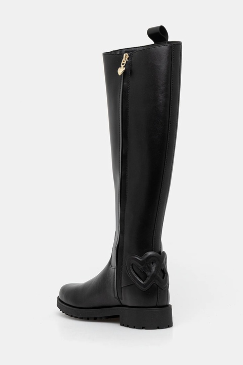 Love Moschino kozaki skórzane damskie kolor czarny na płaskim obcasie JA26064G0NIA0000 - zdjęcie produktu nr 1