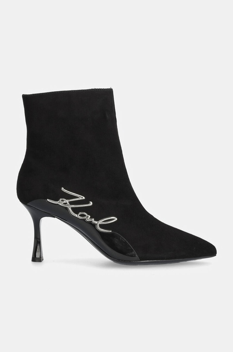 Karl Lagerfeld botki zamszowe SIENNA damskie kolor czarny na szpilce KL32744 - zdjęcie produktu nr 2