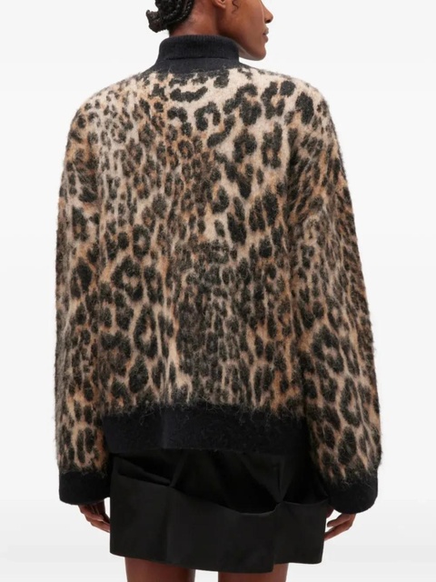 GANNI buttoned leopard-print cardigan - Neutrals - zdjęcie produktu nr 2