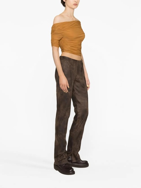 MISBHV cracked-effect faux-leather trousers - Brown - zdjęcie produktu nr 1