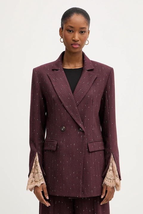 Haveone marynarka kolor bordowy dwurzędowa JGE-P031 - zdjęcie produktu nr 1