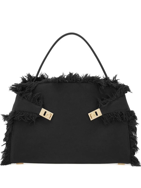 Ferragamo large Hug fringe-detail shoulder bag - Black - zdjęcie produktu nr 1